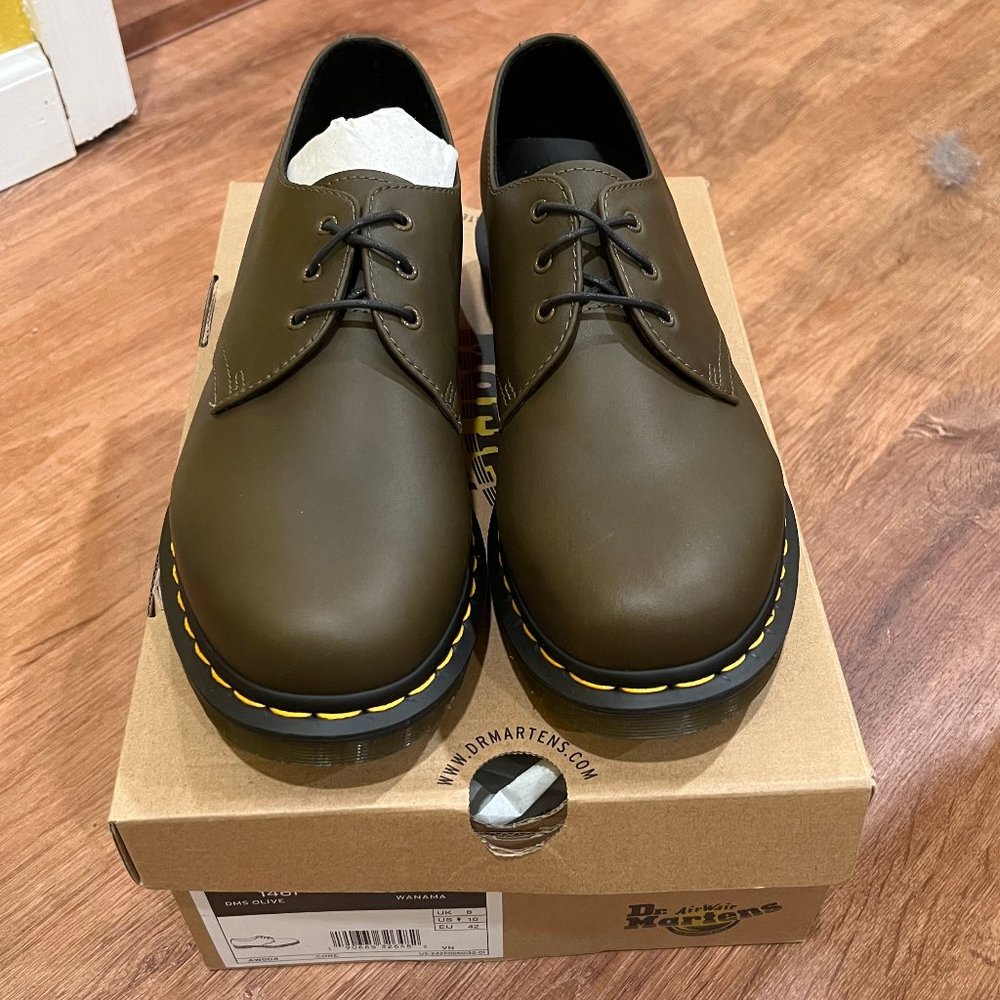 Dr. Martens 1461 Women's Wanama Leather Oxford Shoes, Olive, Size 10, NWT